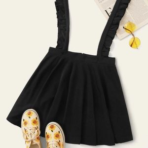 SHEIN black overall skirt with frill trim